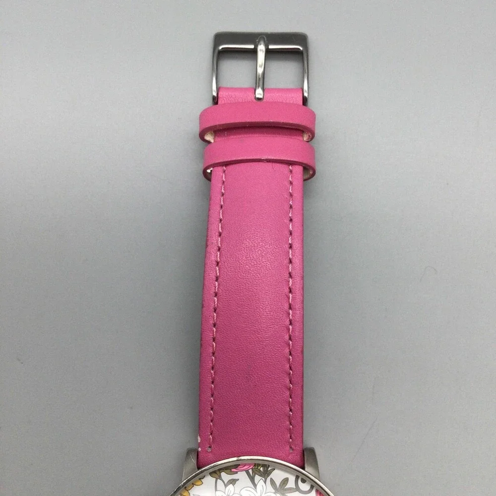Vera Bradley Womens Watch 35mm White Dial Floral Leather Strap New Battery